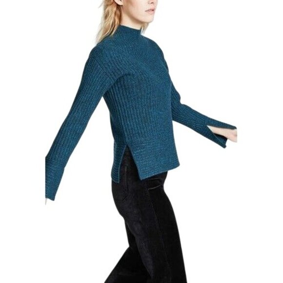 Club Monaco Selska Cashmere Womens Sweater S/P Ribbed Blue - Picture 4 of 4